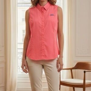 Columbia Women’s PFG Tamiami Sleeveless Shirt Salmon Color Size Large NWOT